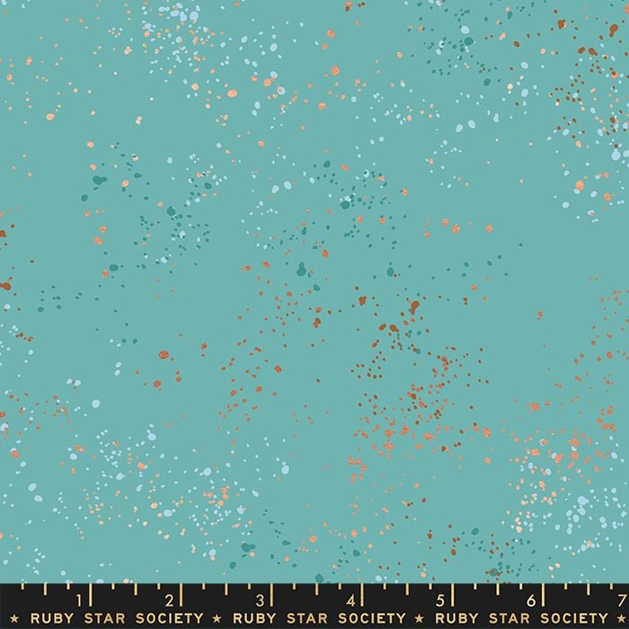 Speckled Turquoise Metallic Spatter Texture Quilt Backing 108