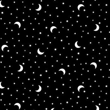 Hocus Pocus Boo Moon Glow in the Dark GID Stars Moon Night Sky Halloween Cotton Fabric by Michael Miller