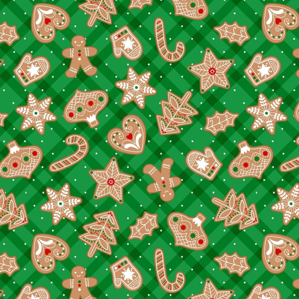 Vintage Holidays Gingerbread Treats Festive Christmas Biscuits Cotton Fabric by Michael Miller