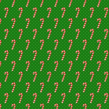 Under The Mistletoe Candy Cane Wishes Green Festive Christmas Polkadot Cotton Fabric by Michael Miller