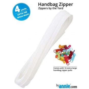 By Annie Zippers By The Yard 4 Yard Pack - White Multi plus 16 Rainbow Pulls Handbag Zipper Zip