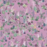 Greenhouse Gardens Desert Garden Purple Lavender Cactus Succulent Leaves Botanical Cotton Fabric