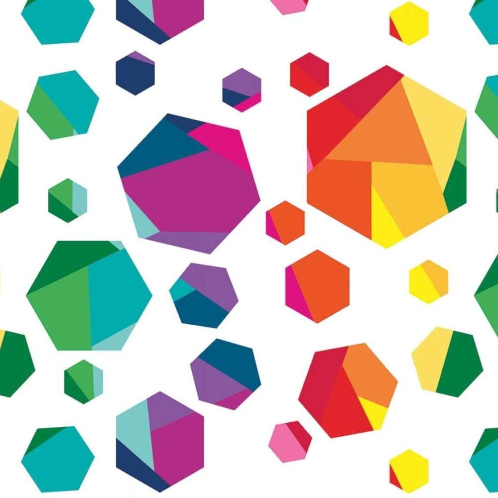 Create by Kristy Lea Rainbow Hexies White Hexagon Hexy Rainbow Geometric Co