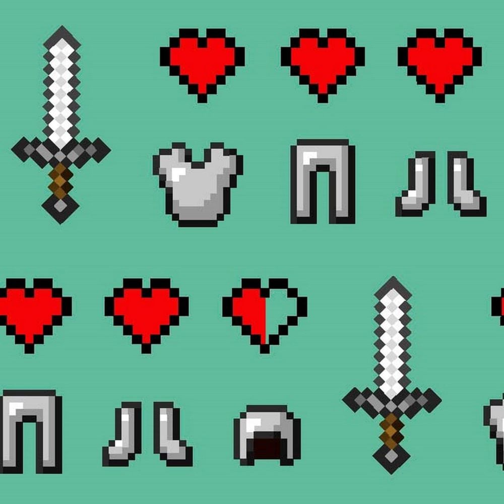Mojang Minecraft Health Hearts Diamond Sword Armor Gamers Video Game Cotton