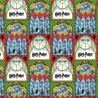 Harry Potter Stained Glass Quidditch Hogwarts Magical Wizard Witch Cotton Fabric Wizarding World Collection per half metre