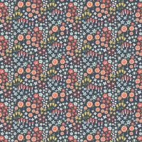 Woodland Spring Wild Flowers Navy Ditsy Floral Toadstool Flowers Cotton Fabric