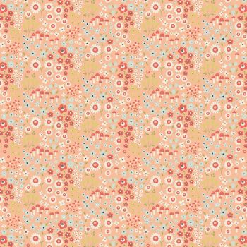 Woodland Spring Wild Flowers Peach Ditsy Floral Toadstool Flowers Cotton Fabric