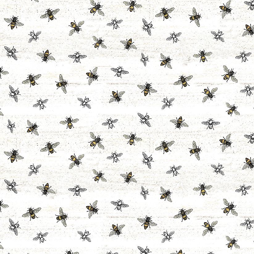 Bee's Life Parchment Bee Bumblebee Honey Bee Cotton Fabric