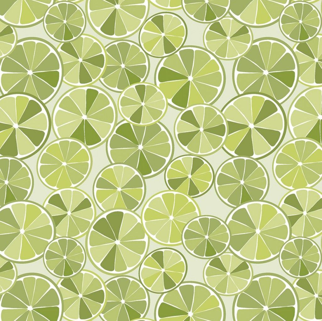 Grove Slices Lime Limeade Citrus Fruit Cotton Fabric