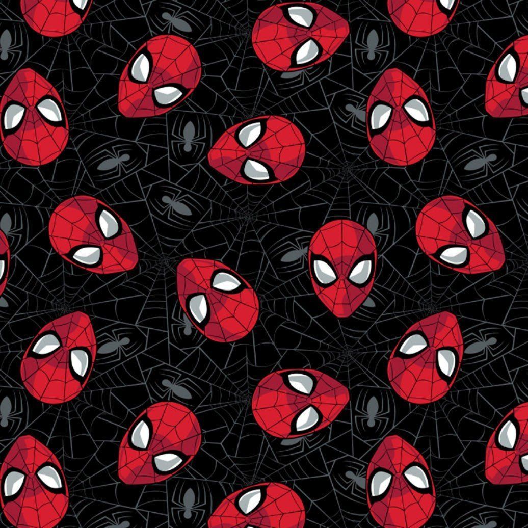Spider-Man Marvel Spiderman Web Black Head Toss Superhero Faces Cotton Fabr