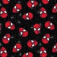 Spider-Man Marvel Spiderman Web Black Head Toss Superhero Faces Cotton Fabric per half metre