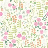 New Dawn Rose Garden Cream Floral Roses Daisies Leaves by Citrus and Mint Designs Cotton Fabric