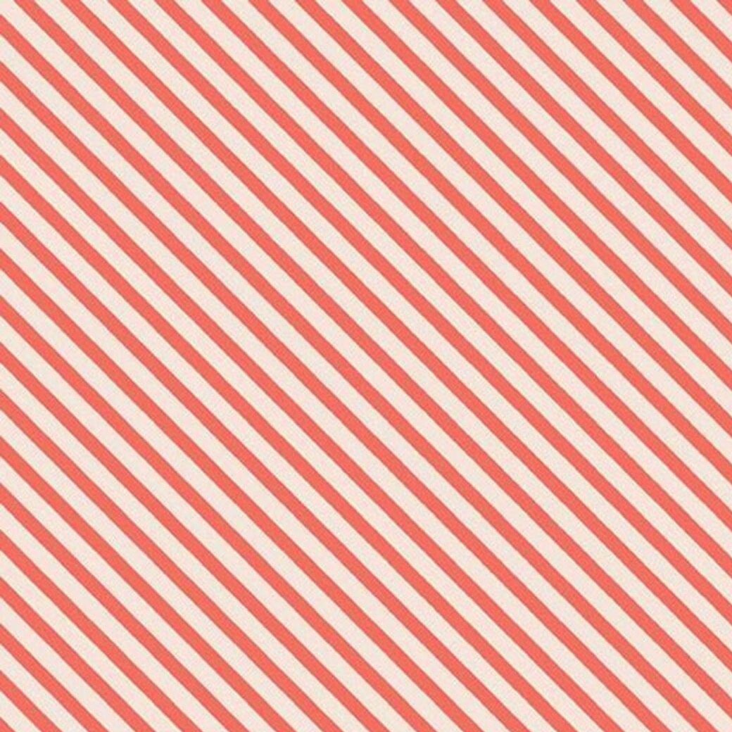Idyllic Diagonal Bias Stripes Coral and Blush Pinstripe Quilt Binding Geometric Blender Cotton Fabric