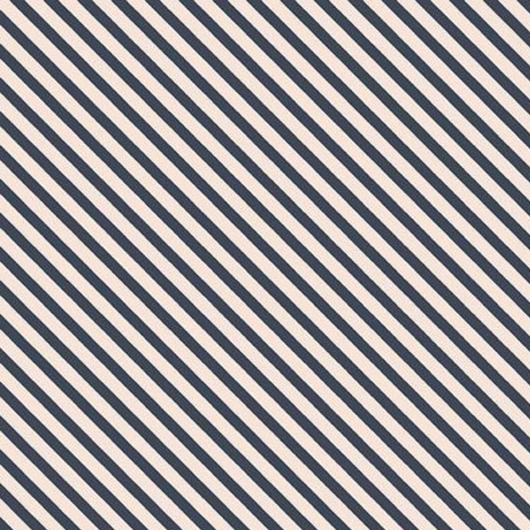 Idyllic Diagonal Bias Stripes Navy Pinstripe Quilt Binding Geometric Blende