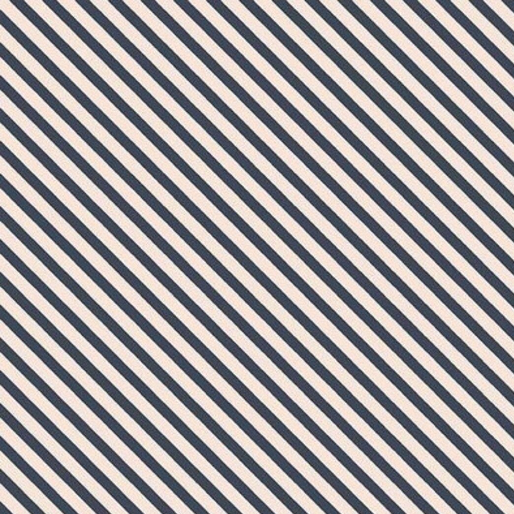 Idyllic Diagonal Bias Stripes Navy Pinstripe Quilt Binding Geometric Blende