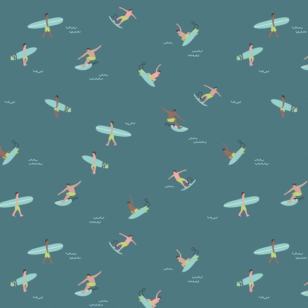 Riptide Surfs Up Teal Surfer Surfing Holiday Summer Travel by Citrus and Mi
