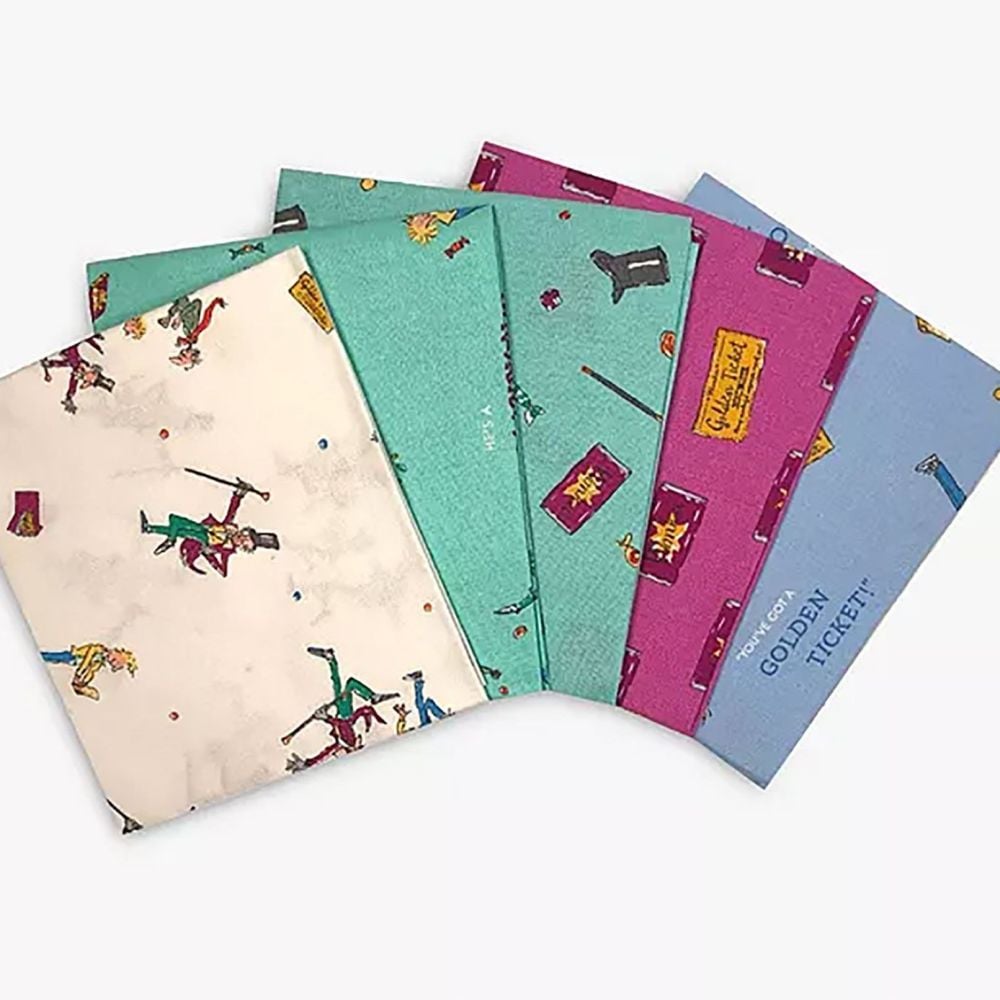 Charlie And The Chocolate Factory 5 Fat Quarter Bundle Cotton Fabric Cloth