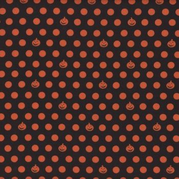 Retro Halloween Jack 'O'Lantern Dots Orange Halloween Spooky Pumpkin Cotton Fabric