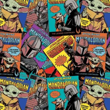 The Mandalorian Comic Posters Mando The Child Grogu Baby Yoda Star Wars Camelot Cotton Fabric per half metre