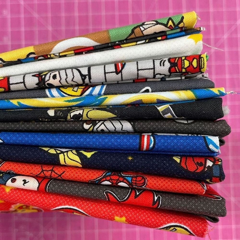 Half Metre Bundle - Marvel Superheroes Kawaii Cotton Fabric x 12 Fabrics