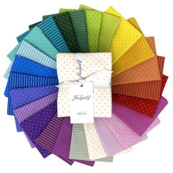 Tula Pink True Colors Tiny Dots and Tiny Stripes Rainbow Colours Blenders Coordinates 24 Fat Quarter Bundle Cotton Fabric Cloth