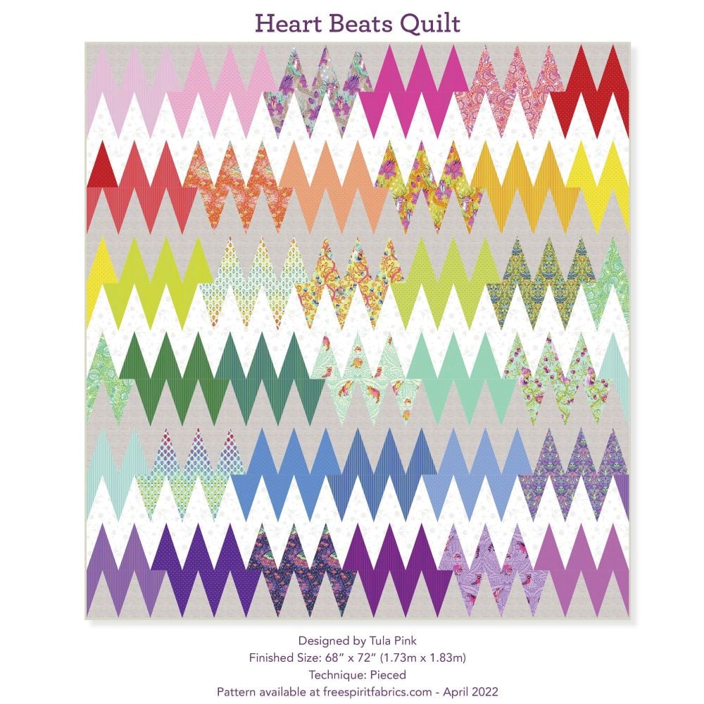 PRE-ORDER Tula Pink Tiny Beasts Heart Beats Quilt Fabric Kit - Pattern Avai