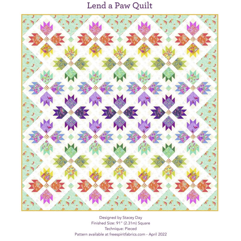 PRE-ORDER Tula Pink Tiny Beasts Lend A Paw Quilt Fabric Kit - Pattern Avail