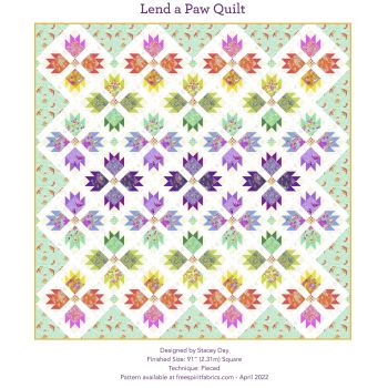 PRE-ORDER Tula Pink Tiny Beasts Lend A Paw Quilt Fabric Kit - Pattern Available online from FreeSpirit Fabrics
