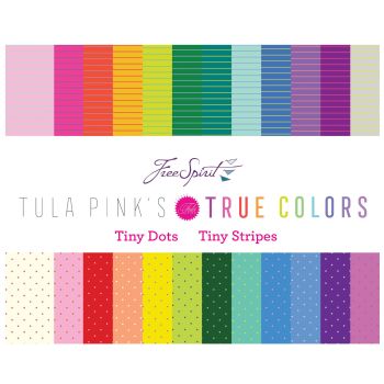 Tula Pink True Colors Tiny Dots and Tiny Stripes Rainbow Colours Blenders Coordinates 24 Half Yard Bundle Cotton Fabric Cloth Stack Full Col