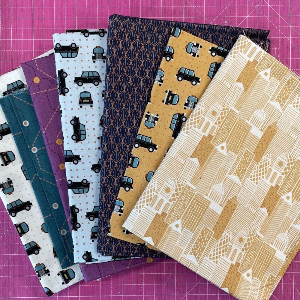 DESTASH Bundle Lewis and Irene City Nights Metallic 5 Cotton Fabric Bundle