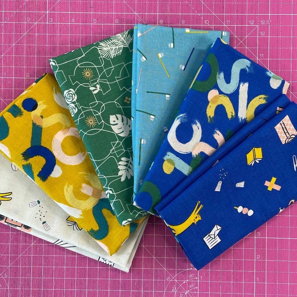 DESTASH Bundle Whatnot Blue Ruby Star Society 6 Cotton Fabric Bundle Cloth