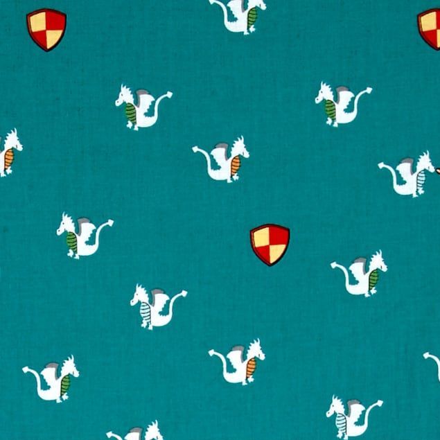 DESTASH Bolt End 1.5m Magic Dragon Teal Michael Miller Fabrics Cotton Fabri