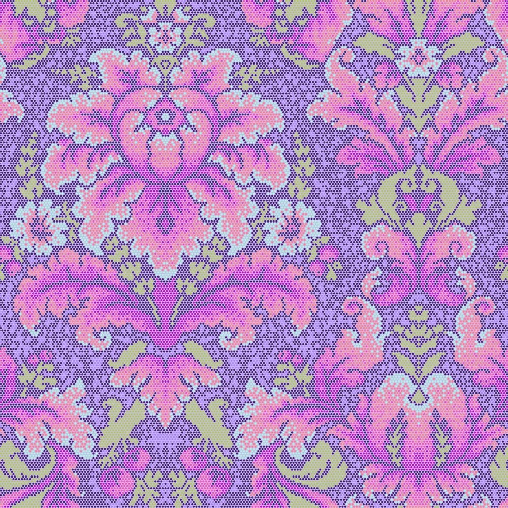 Tula Pink Parisville Deja Vu Damask Dot Violet Cotton Fabric
