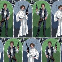 Star Wars Stained Glass Han and Leia Multi Han Solo Princess Leia Camelot Cotton Fabric per half metre