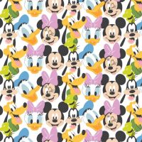 Disney It's A Mickey Thing Mickey Mouse Here Comes the Fun White Packed Minnie Donald Daisy Duck Pluto Goofy Camelot Cotton Fabric per half metre