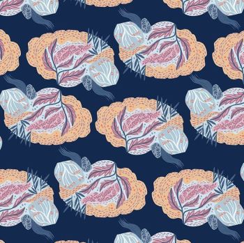 Atomic by Rae Ritchie Brains in Blueberry Botanical Leaves Dear Stella Cotton Fabric