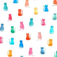 Fat Cat Hello Kitties Rainbow Cats Kittens Dear Stella Cotton Fabric
