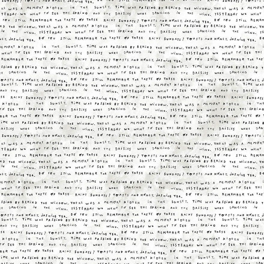 Figo Memories White Words Diary Handwriting Typography Cotton Fabric 90392-