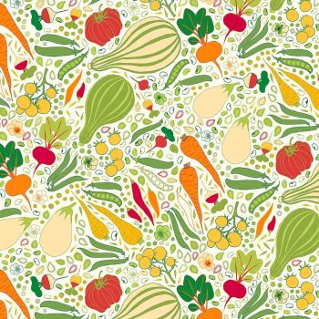 Figo Grow Fruit and Vegetables Carrots Tomatoes Marrows Peas Beans Seeds Cotton Fabric 90403-11