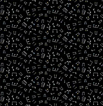 Figo Band Practice Music Notes Black Musical Quavers Clefs Cotton Fabric 90430-99