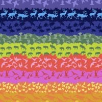 Migration On The Move Multi Animals Stags Turtles Whales Rainbow Ombre Cotton Fabric