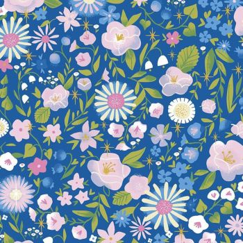 Little Brier Rose Floral Midnight Sparkle Sleeping Beauty Floral Flowers Botanical by Jill Howarth Cotton Fabric
