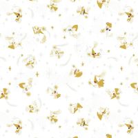 Little Brier Rose Fairies White Sparkle Sleeping Beauty Flora Fauna Merryweather Wands Stars by Jill Howarth Cotton Fabric