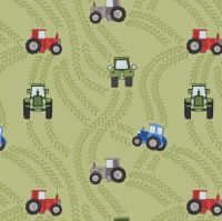 Piggy Tales Tractor Trails on Green Tracks Farm Lewis and Irene Cotton Fabric A533.1