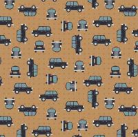 City Nights Black Cab on Copper with Copper Metallic Taxi Cab Lewis and Irene Cotton Fabric A292.3
