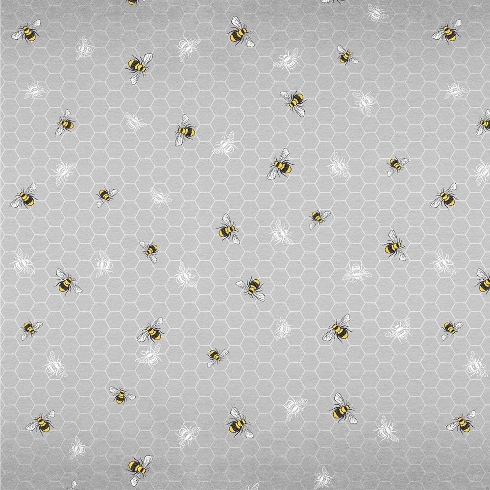 Queen Bee Honeycomb Double Border Selvedge Monchrome Hexy Honey Bees Cotton Fabric
