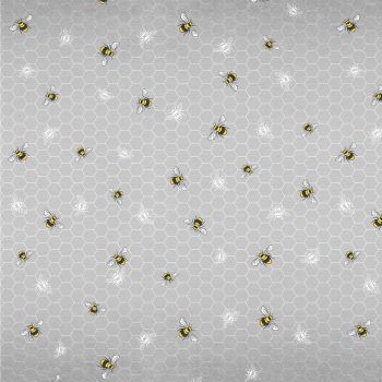 Queen Bee Honeycomb Double Border Selvedge Monchrome Hexy Honey Bees Cotton Fabric 