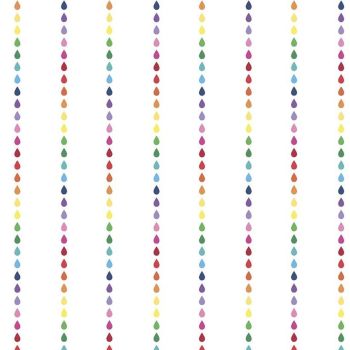 Dream Raindrops Rainbow Drop Stripe on White by Kristy Lea Cotton Fabric