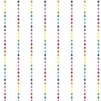 Dream Raindrops Rainbow Drop Stripe on White by Kristy Lea Cotton Fabric