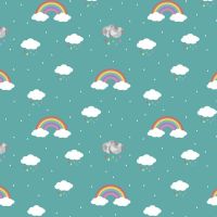 Dream in Color Vivid Rainbow Cloud Raindrops by Kristy Lea Cotton Fabric